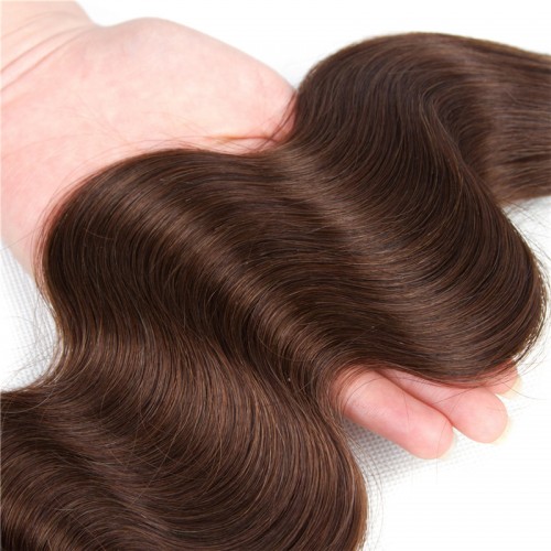 #4 Chocolate Brown Body Wave Brazilian Human Hair Bundles | Human Hair Wig | Lace Front